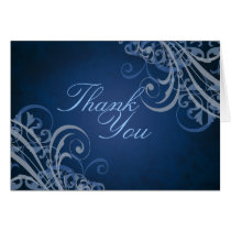 Exquisite Baroque Blue Scroll Thank You Card