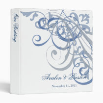 Exquisite Baroque Blue Scroll White Wedding Binder