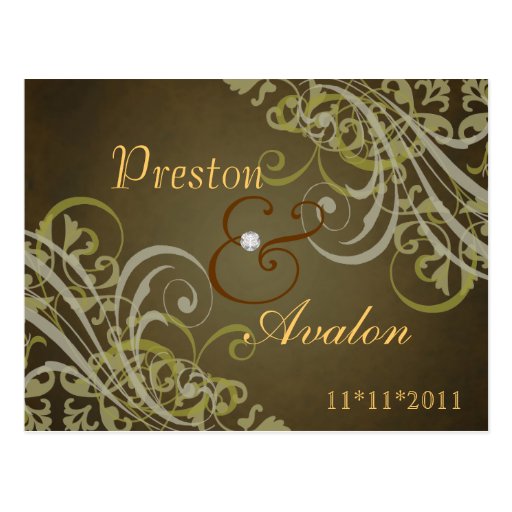 Exquisite Baroque Gold Save The Date Brown Postcard