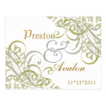 Exquisite Baroque Gold Save The Date White Postcard