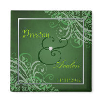 Exquisite Baroque Green Save The Date Magnet