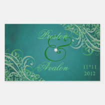 Exquisite Baroque Green Save The Date Sticker