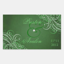 Exquisite Baroque Green Save The Date Sticker