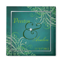 Exquisite Baroque Green Save The Date Teal Magnet