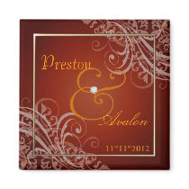 Exquisite Baroque Orange Save The Date Magnet