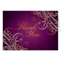 Exquisite Baroque Orange Scroll Pink Thank You Greeting Card