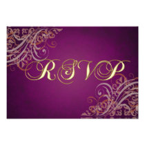 Exquisite Baroque Orange Scroll RSVP Card Custom Announcement