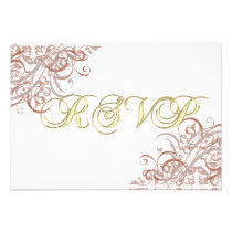 Exquisite Baroque Orange& White Scroll RSVP Card Personalized Invitation