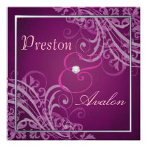 Exquisite Baroque Pink Scroll Invitation