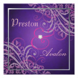 Exquisite Baroque Pink Scroll Purple Invitation
