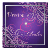 Exquisite Baroque Pink Scroll Purple Invitation