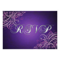 Exquisite Baroque Pink Scroll RSVP Card Invitation