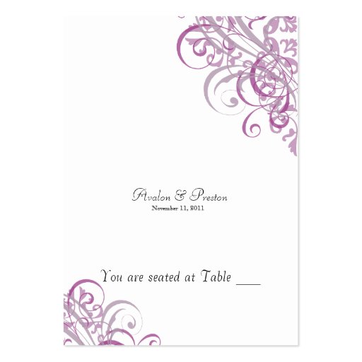 Exquisite Baroque Pink & White Scroll Placecardn Business Card Templates (front side)