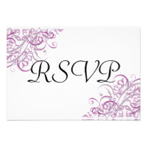 Exquisite Baroque Pink & White Scroll RSVP Card Personalized Invites