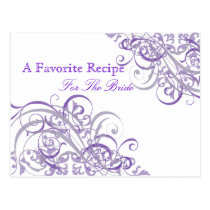 Exquisite Baroque Purple Bridal Shower Recipe Card Post Cards