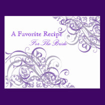 Exquisite Baroque Purple Bridal Shower Recipe Card postcards