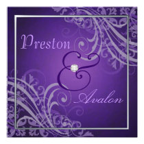 Exquisite Baroque Purple Scroll  Invitation