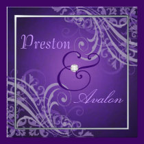 Exquisite Baroque Purple Scroll  Invitation invitations