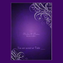 Exquisite Baroque Purple Scroll Placecard business cards