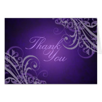 Exquisite Baroque Purple Scroll Thank You Card