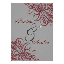 Exquisite Baroque Red Scroll 5x7 Invitation