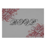 Exquisite Baroque Red Scroll RSVP Card Personalized Announcement