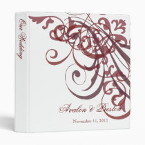 Exquisite Baroque Red Scroll White Wedding Binder