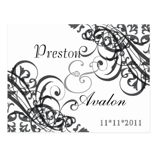 Exquisite Baroque Save The Date B&W Postcard
