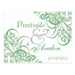 Exquisite Baroque  Save The Date Green Postcard