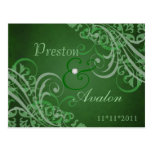 Exquisite Baroque  Save The Date Green Postcard