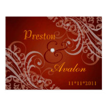 Exquisite Baroque Save The Date Orange Postcard