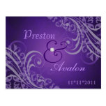 Exquisite Baroque Save The Date Purple Postcard