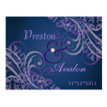 Exquisite Baroque Save The Date Purple Postcard