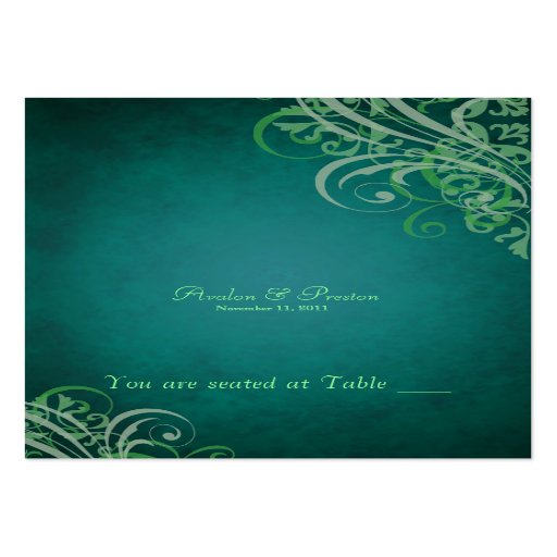 Exquisite Baroque Teal & Green Scroll Placecard Business Card Templates