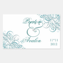 Exquisite Baroque Teal Save The Date Sticker