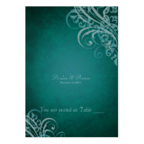 Exquisite Baroque Teal Scroll Placecard Business Card