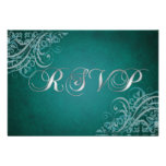 Exquisite Baroque Teal Scroll RSVP Card Personalized Invitation