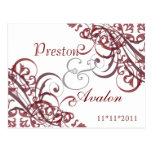 Exquisite Baroque White Save The Date Red Postcard