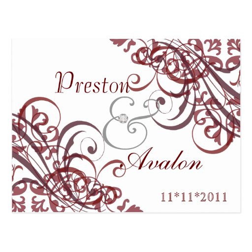 Exquisite Baroque White Save The Date Red Postcard
