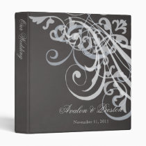 Exquisite Baroque White Scroll Black Wedding Vinyl Binders