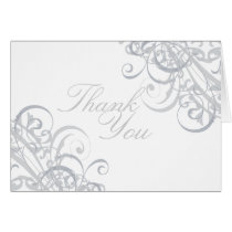 Exquisite Baroque White Scroll Thank You Card