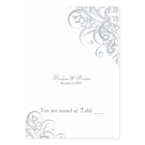 Exquisite Baroque White & Silver Scroll Placecard Business Cards