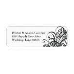 Exquisite Black Scroll White Wedding Address Label