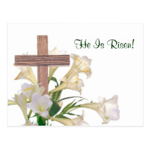 Exquisite! Easter Lilies & Wooden Cross Card Postcards