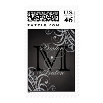 Exquisite Monogram Black Scroll Postage