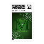 Exquisite Monogram Green Scroll Postage