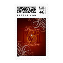 Exquisite Monogram Orange Scroll Postage