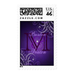 Exquisite Monogram Purple Scroll Postage