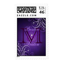 Exquisite Monogram Purple Scroll Postage