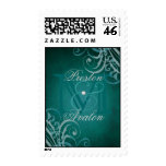 Exquisite Monogram Teal Scroll Postage